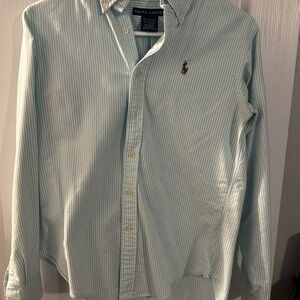 Ralph Lauren Light Blue & White Striped Button-Down Shirt